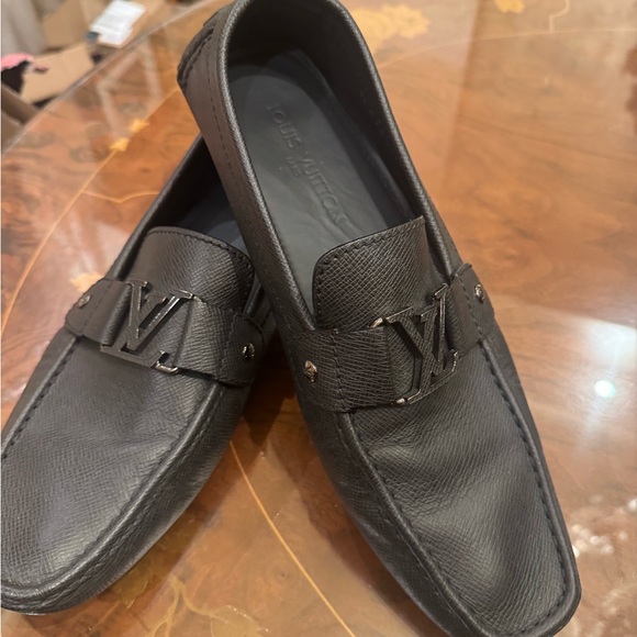 Louis Vuitton Men's leather Textured Black loafers Slip-Ons drivers shoes Sz 9.5 - Picture 10 of 16